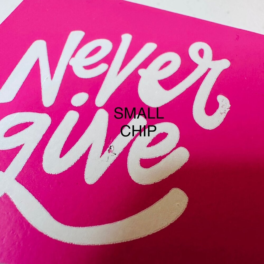 Motivational Pink Box Sign "Never Give Up" Table Decoration Sign Valentines Day - Picture 9 of 11